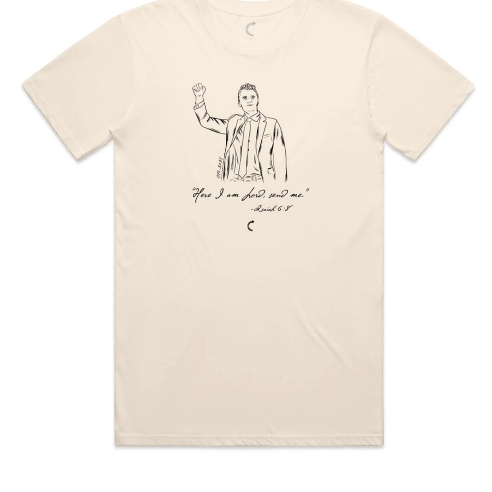Unisex Cream Graphic Tee Commemorative honoring life of Charlie Kirk